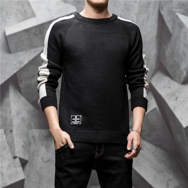 patchwork embroidery male sweaters round neck autumn winter mens sweater knitted long sleeve pullover keep warm male sweaters1, White;black 
patchwork embroidery male sweaters round neck autumn winter mens sweater knitted long sleeve pullover keep warm male sweaters1, White;black