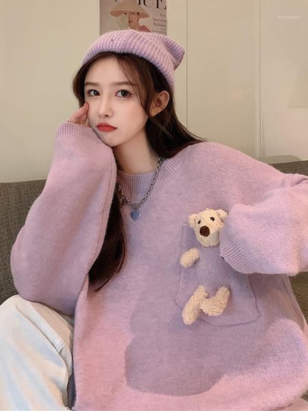 japanese autumn winter pullover sweater women korean loose sweet cute small fresh bear doll pocket jumper girl student1, White;black
japanese autumn winter pullover sweater women korean loose sweet cute small fresh bear doll pocket jumper girl student1, White;black