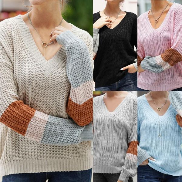v neck striped patchwork sleeve knit sweater women loose pullover fall sweaters and pullovers1, White;black
v neck striped patchwork sleeve knit sweater women loose pullover fall sweaters and pullovers1, White;black
