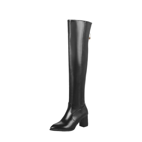 boots fashion women over the knee comfort winter leather rivet thick heel pointed toe high warm shoe, Black
boots fashion women over the knee comfort winter leather rivet thick heel pointed toe high warm shoe, Black