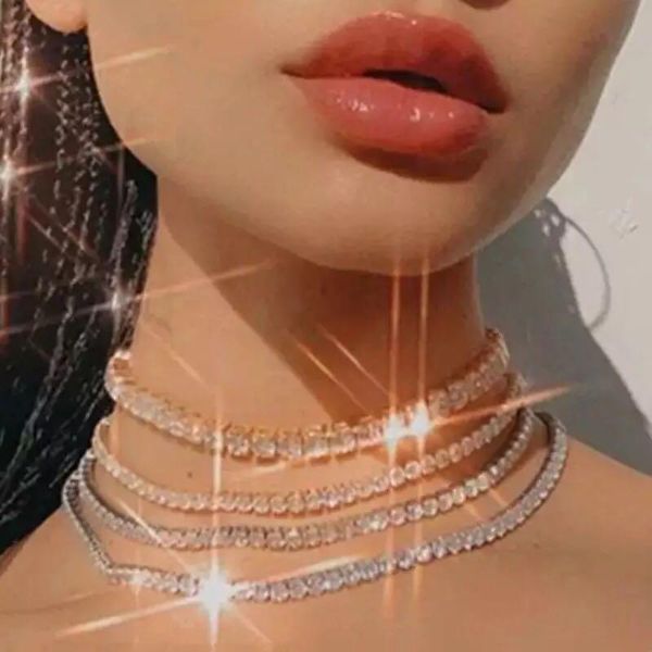 chokers fashion classic double row rhinestone crystal tennis chain hip hop rock party necklace shiny exquisite jewelry, Golden;silver
chokers fashion classic double row rhinestone crystal tennis chain hip hop rock party necklace shiny exquisite jewelry, Golden;silver