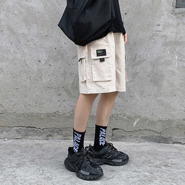summer work wear shorts men's korean fashion loose straight pants, White;black