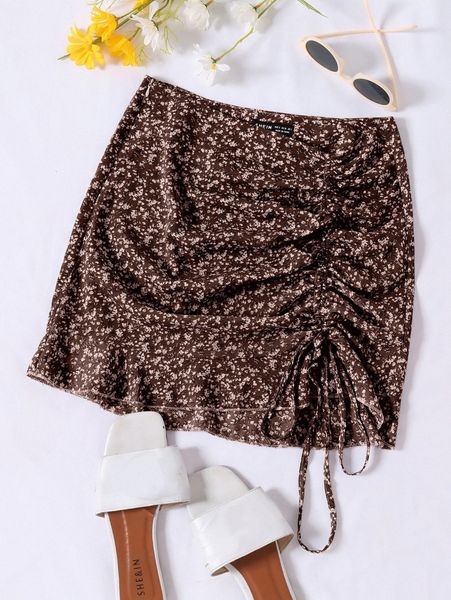 ruched knot ruffle hem ditsy floral skirt l3sw#, Black
ruched knot ruffle hem ditsy floral skirt l3sw#, Black