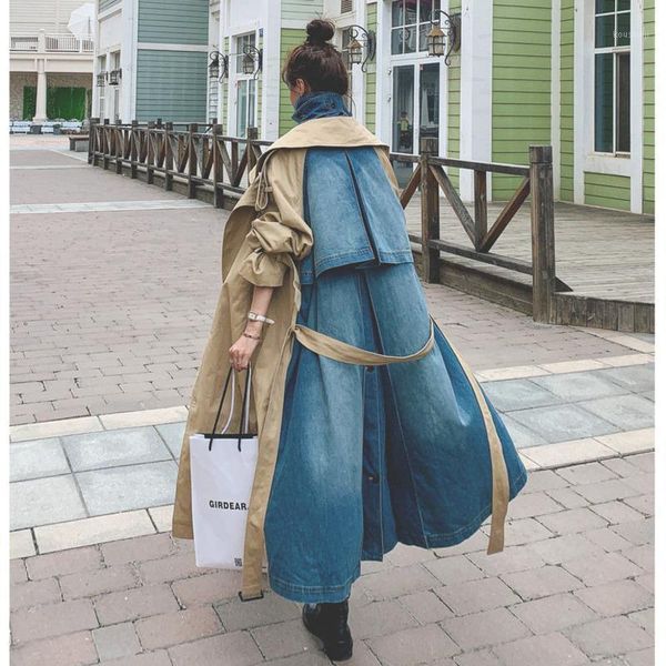 sharezz 2020 autumn new trench coat for women fashion denim patchwork khaki over knee overcoat double-breasted long windbreated1, Tan;black
sharezz 2020 autumn new trench coat for women fashion denim patchwork khaki over knee overcoat double-breasted long windbreated1, Tan;black