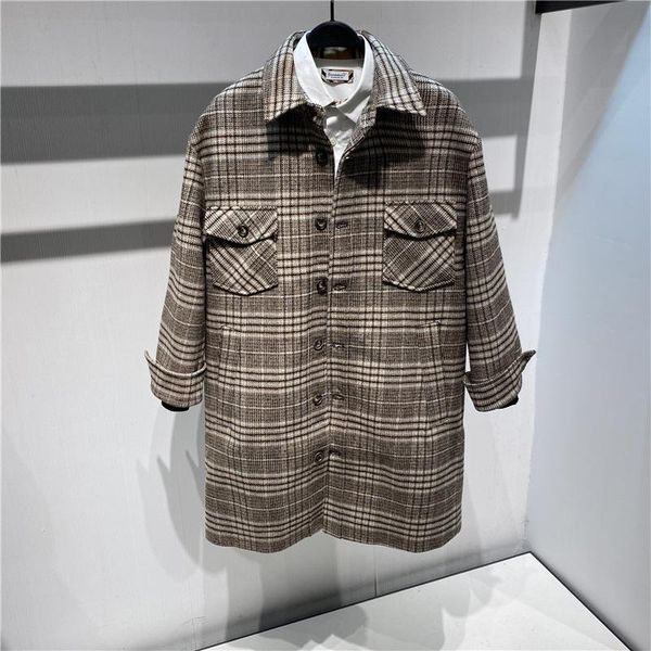 new men's wool coat in long han edition retro fashion leisure people bwaa94112 plaid coat, Black
new men's wool coat in long han edition retro fashion leisure people bwaa94112 plaid coat, Black
