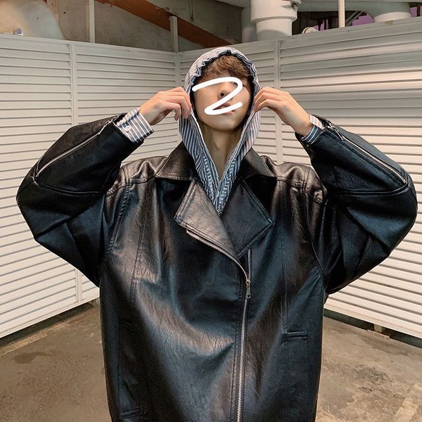 men's autumn 2021 thin-fitting new jacket leather hoodie lapel male clothing zjis, Black;brown
men's autumn 2021 thin-fitting new jacket leather hoodie lapel male clothing zjis, Black;brown