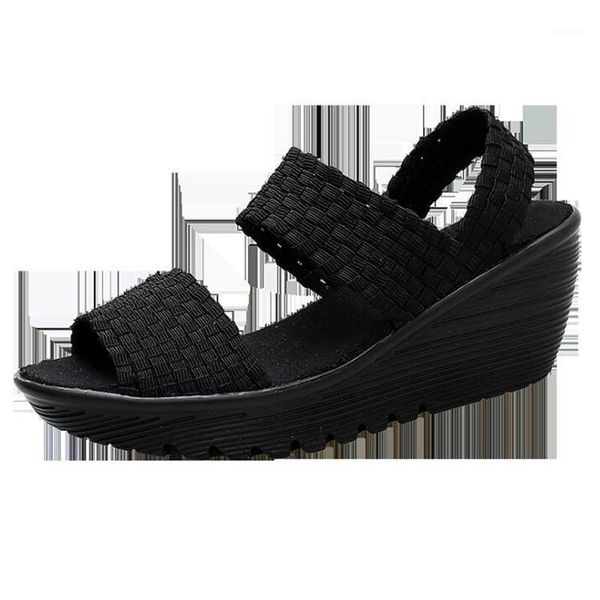 2020new chaussure femme talon compens hand-woven single shoes wedge heel platform elastic shoes elastic band low-dance1, Black
2020new chaussure femme talon compens hand-woven single shoes wedge heel platform elastic shoes elastic band low-dance1, Black