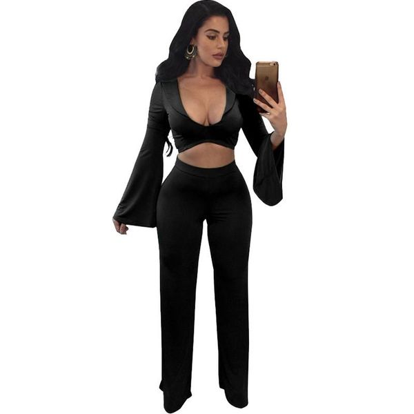 women casual tracksuit two piece outfits 2021 v-neck long flare sleeve crop and wide leg pants sporting suits clubwear, Gray
women casual tracksuit two piece outfits 2021 v-neck long flare sleeve crop and wide leg pants sporting suits clubwear, Gray