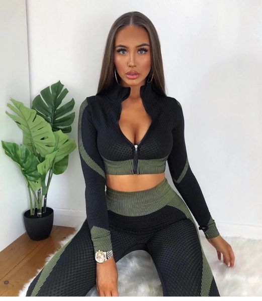 fashion leisure gym 3 piece set women high stretchy knitted pure color tracksuit female thin soft fitness workout set1, Gray
fashion leisure gym 3 piece set women high stretchy knitted pure color tracksuit female thin soft fitness workout set1, Gray