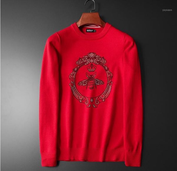 new 2019 men luxury winter diamonds bees rose embroidered casual sweaters pullover asian plug size #m721, White;black
new 2019 men luxury winter diamonds bees rose embroidered casual sweaters pullover asian plug size #m721, White;black