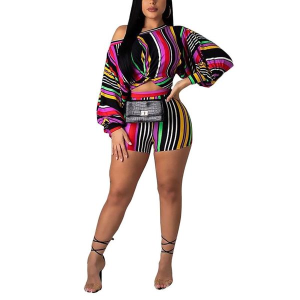 women two-piece clothes outfit, multicolor stripe pattern long sleeve boat neck crop + shorts, s/ / l/ xl/ xxl, Gray
women two-piece clothes outfit, multicolor stripe pattern long sleeve boat neck crop + shorts, s/ / l/ xl/ xxl, Gray