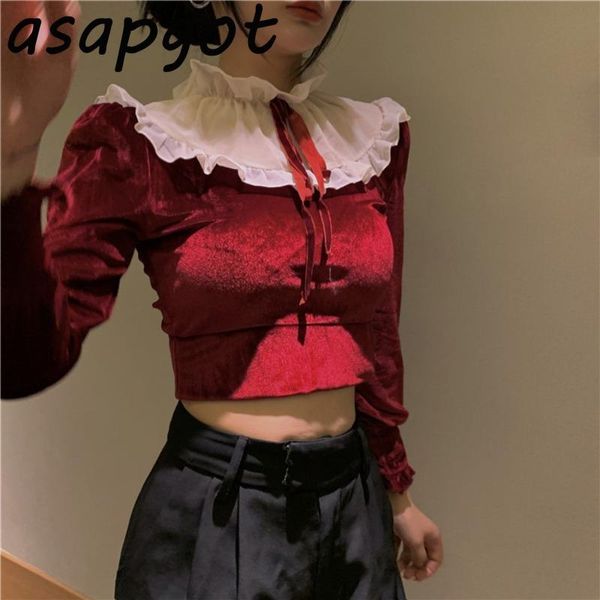 vintage slim lace mesh patchwork red velvet blouse short peter pan collar winter lace up womens blusas fashion chic, White
vintage slim lace mesh patchwork red velvet blouse short peter pan collar winter lace up womens blusas fashion chic, White