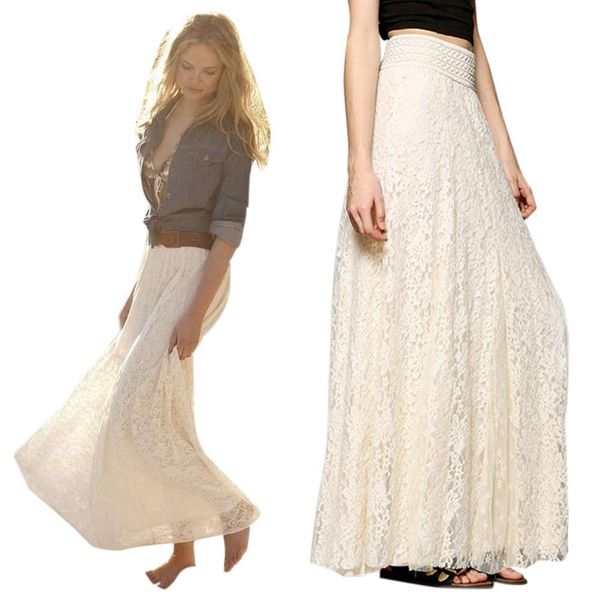 38# long skirt for women summer lace boho maxi skirts double layer pleated long maxi skirts elastic waist skirt faldas, Black
38# long skirt for women summer lace boho maxi skirts double layer pleated long maxi skirts elastic waist skirt faldas, Black