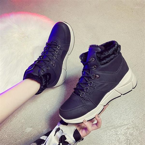 women winter ankle boots 2020 lace-up fur plush plaform boots women solid wedges shoes female fashion snow new botas1, Black
women winter ankle boots 2020 lace-up fur plush plaform boots women solid wedges shoes female fashion snow new botas1, Black