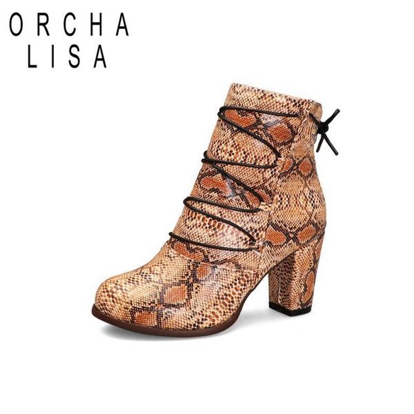 orcha lisa women print ankle boots lace up decration zipper square thick heels snake pattern leather western zapatos size 35-48, Black
orcha lisa women print ankle boots lace up decration zipper square thick heels snake pattern leather western zapatos size 35-48, Black