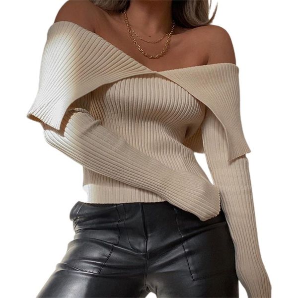 women's sweaters women slash neck solid color slim knitting sweater femme chic basic long sleeve casual pullovers, White;black
women's sweaters women slash neck solid color slim knitting sweater femme chic basic long sleeve casual pullovers, White;black