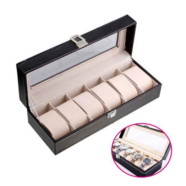 6 Slots Watch Display Storage Box Leather Case Jewelry Display Storage Box Organizer Boxes For Wrist Watches