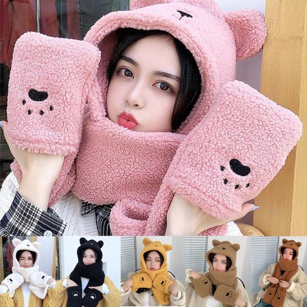 hat wool cute fashion women's winter warm hat sweet plush scarf integrated warm headgear cartoon winter ladies hood, Blue;gray
hat wool cute fashion women's winter warm hat sweet plush scarf integrated warm headgear cartoon winter ladies hood, Blue;gray
