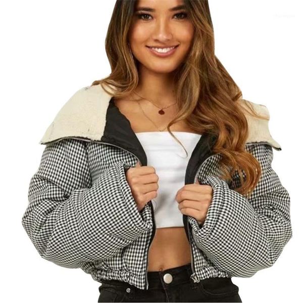 ins women's fashion europe and america style houndstooth short hooded jackets women's winter cotton coats1, Black
ins women's fashion europe and america style houndstooth short hooded jackets women's winter cotton coats1, Black