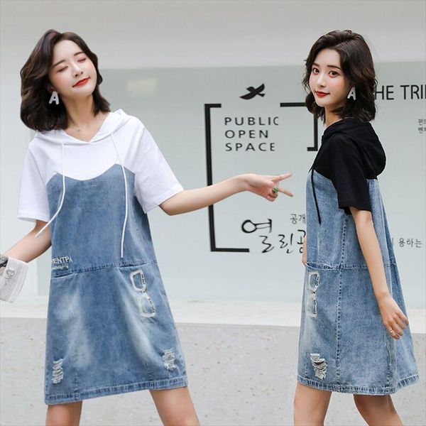 new summer style women dresses plus size fashion casual loose hole patchwork hooded jeans dress for women larger denim one piece, Black;gray
new summer style women dresses plus size fashion casual loose hole patchwork hooded jeans dress for women larger denim one piece, Black;gray