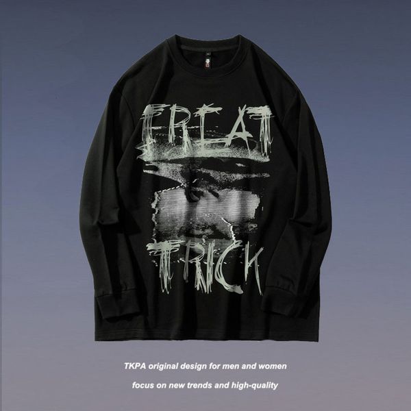 Tkpa guochaogao Street letter printing round neck long sleeve sweater men's dark mourning oversize Hoodies, Black
Tkpa guochaogao Street letter printing round neck long sleeve sweater men's dark mourning oversize Hoodies, Black