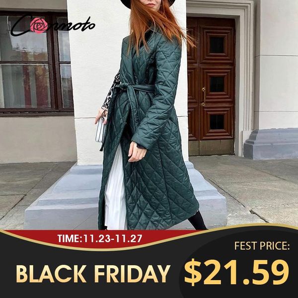 women's down & parkas conmoto long straight coat with rhombus pattern casual sashes women winter parka deep pockets tailored collar sty, Black
women's down & parkas conmoto long straight coat with rhombus pattern casual sashes women winter parka deep pockets tailored collar sty, Black