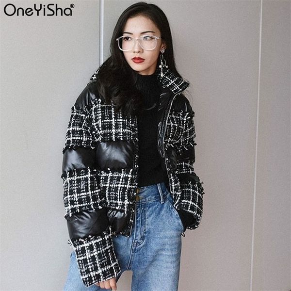 women brand winter jacket parka turtleneck plaid tweed fringes patchwork cotton puffer coat short black padded jackets ladies 201125
women brand winter jacket parka turtleneck plaid tweed fringes patchwork cotton puffer coat short black padded jackets ladies 201125