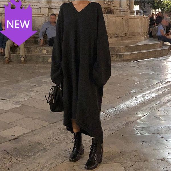 casual dresses loose maxi oversize long robe vestidos vintage v neck black sweater women dress winter, Black;gray
casual dresses loose maxi oversize long robe vestidos vintage v neck black sweater women dress winter, Black;gray