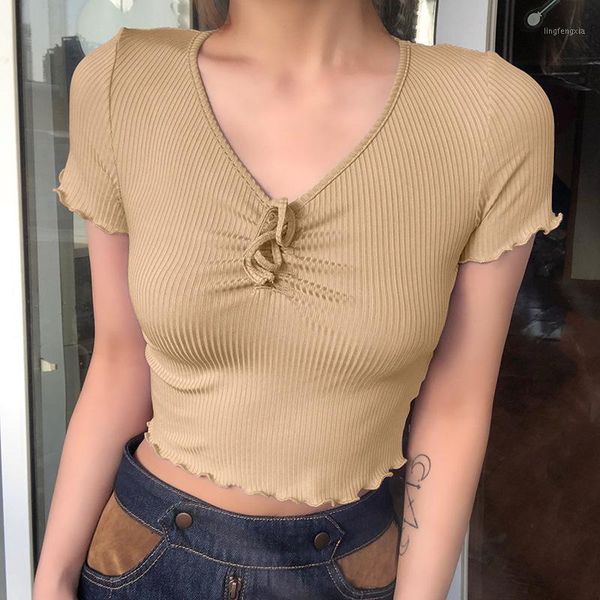 v neck women short sleeve summer t shirt front bow bandage ruched crop 2020 streetwear navel bare cropped tshirt1, White
v neck women short sleeve summer t shirt front bow bandage ruched crop 2020 streetwear navel bare cropped tshirt1, White