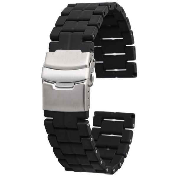 23mm watch band plastic rubber replacement wrist strap straight end waterproof black bracelet fold clasp, Black;brown
23mm watch band plastic rubber replacement wrist strap straight end waterproof black bracelet fold clasp, Black;brown