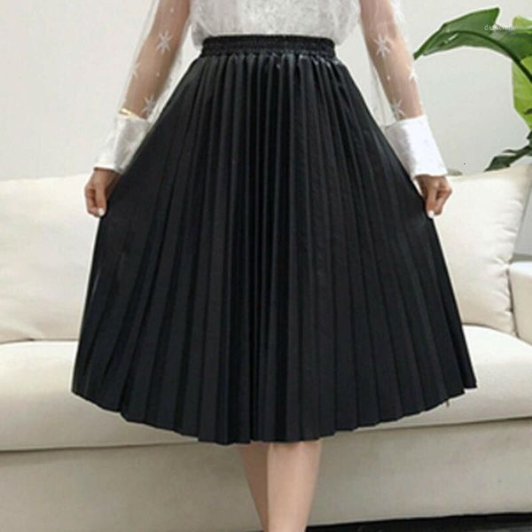 women high-waist pleated pu leather skirts skater casual maxi skirt long skirts1, Black
women high-waist pleated pu leather skirts skater casual maxi skirt long skirts1, Black