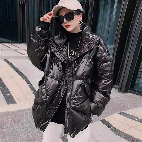 2020 women's winter white duck down jacket solid loose parkas woman stand collar thick korean style outwear female cold coat, Black
2020 women's winter white duck down jacket solid loose parkas woman stand collar thick korean style outwear female cold coat, Black