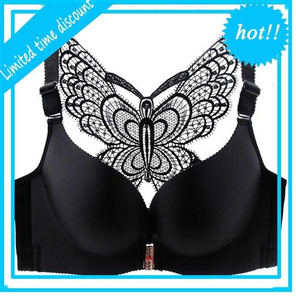 seamless front closure big butterfly adjustable push up bra plus bras for women large size brassiere femme y19070301, Black;white 
seamless front closure big butterfly adjustable push up bra plus bras for women large size brassiere femme y19070301, Black;white
