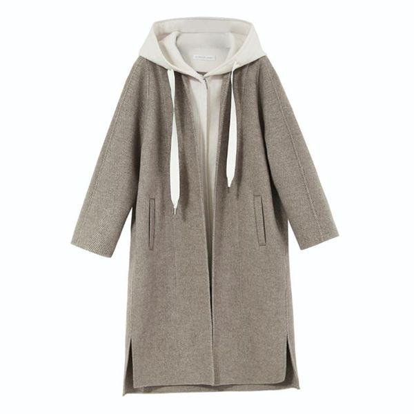women's woolen jacket 2021 winter hooded fake two-piece double-sided thickened loose long-sleeved fashion thick coat female hs1, Black
women's woolen jacket 2021 winter hooded fake two-piece double-sided thickened loose long-sleeved fashion thick coat female hs1, Black