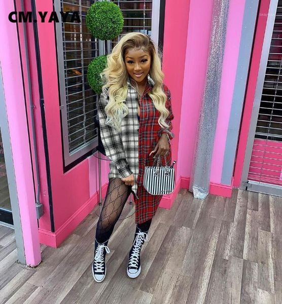 cm.yaya women plaid patchwork button up turn-down neck irregular dress vintage street blouse style dresses 2021 sping winter1, Black;gray
cm.yaya women plaid patchwork button up turn-down neck irregular dress vintage street blouse style dresses 2021 sping winter1, Black;gray