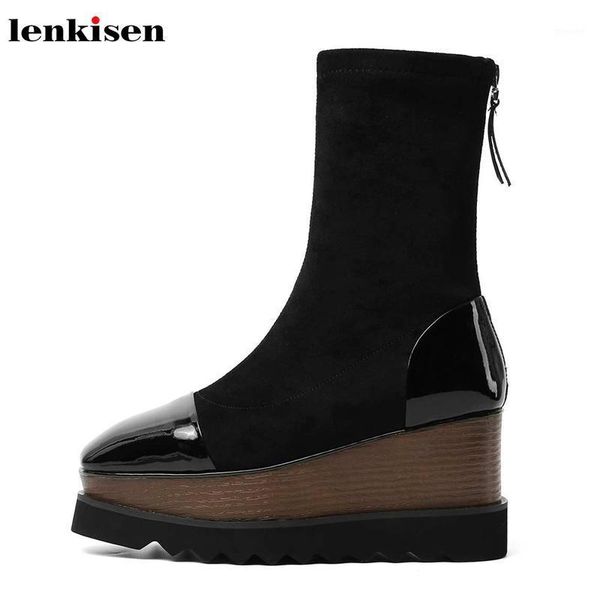boots lenkisen patent leather flock high heels square toe think bottom warm waterproof winter european style women ankle l081, Black
boots lenkisen patent leather flock high heels square toe think bottom warm waterproof winter european style women ankle l081, Black