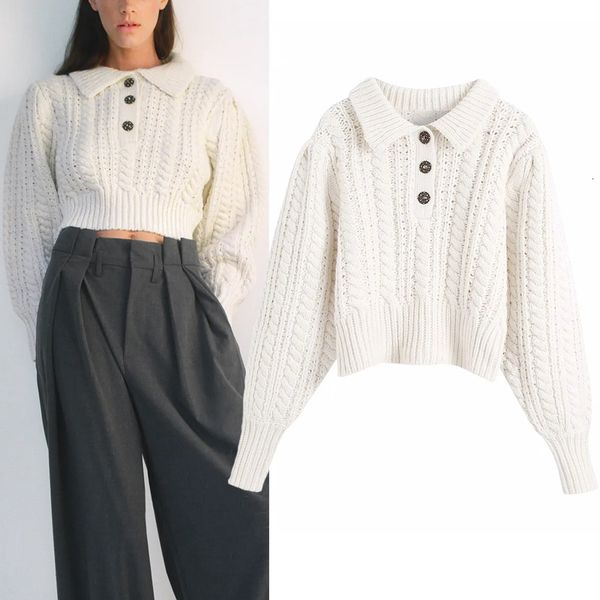 2021 new cable knitted women autumn winter vintage lapel collar long puff sleeve cropped sweater woman jerseys loose z2ak, White;black
2021 new cable knitted women autumn winter vintage lapel collar long puff sleeve cropped sweater woman jerseys loose z2ak, White;black