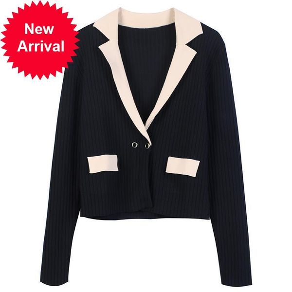 2021 new female winter long sleeve lapel double pocket fine black cardigan sweater balck uvt6, White;black
2021 new female winter long sleeve lapel double pocket fine black cardigan sweater balck uvt6, White;black