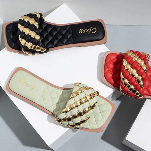 slippers ins trendy women weaving mix color flat rubber sole luxury strap slide outdoor fashion shoes ladies female, Black
slippers ins trendy women weaving mix color flat rubber sole luxury strap slide outdoor fashion shoes ladies female, Black