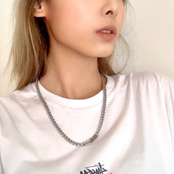 womens s fashion jewelryzuodan ins hip-hop retro port fashion cool chain men and women couple chain necklace street cuba chain accessories, Silver 
womens s fashion jewelryzuodan ins hip-hop retro port fashion cool chain men and women couple chain necklace street cuba chain accessories, Silver