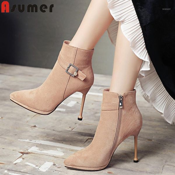 asumer 2020 new autumn winter boots women pointed toe ladies ankle boots zip short high heels prom women size 34-401, Black
asumer 2020 new autumn winter boots women pointed toe ladies ankle boots zip short high heels prom women size 34-401, Black