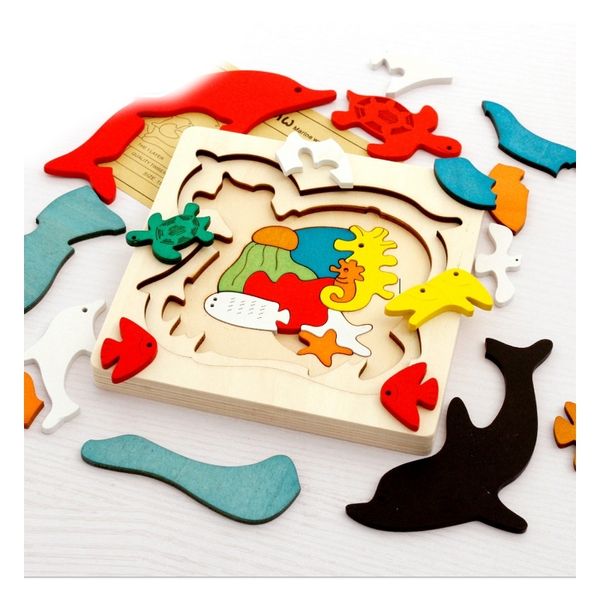 N027 Creative Diy Multilayer Children Assembling Jigsaw Puzzle Education Learning Tools Baby Kids Cartoon Wooden 3d Puzzles Toys Y200413