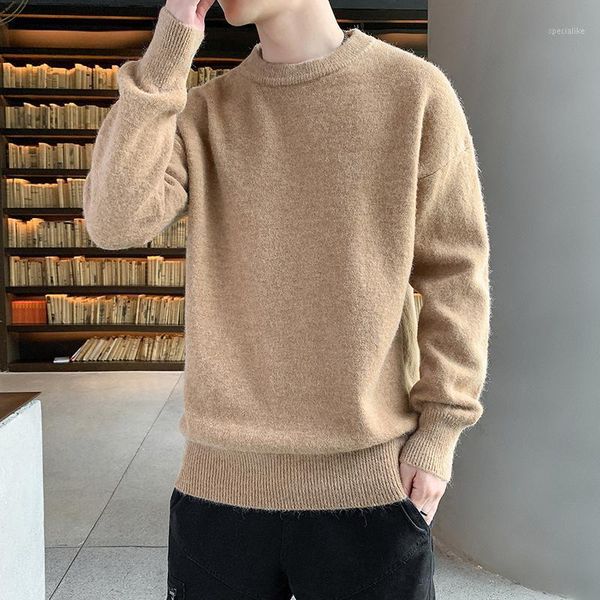 men's casual sweater round neck fashion solid color pullover sweater 2020 autumn and winter new loose trend plus size1, White;black 
men's casual sweater round neck fashion solid color pullover sweater 2020 autumn and winter new loose trend plus size1, White;black