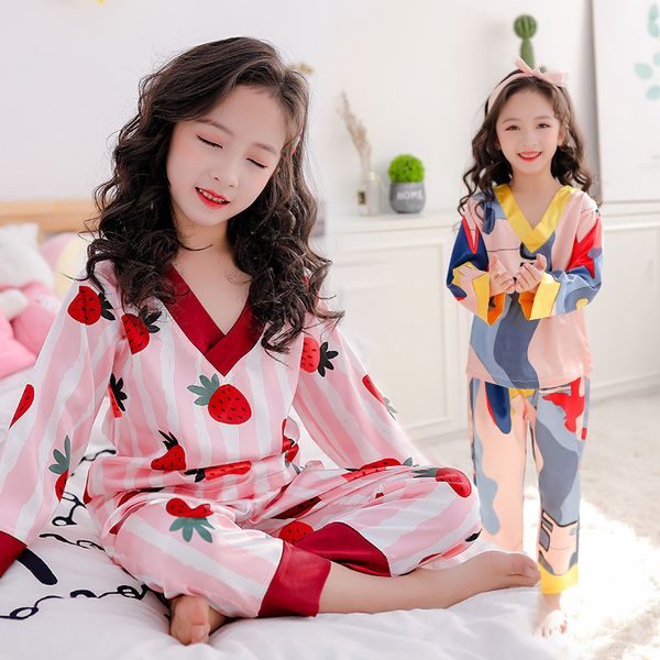 kids pyjamas print girls sleepwear ice silk v-neck children pajamas set autumn kids outfits homewear 10 12 y pijamas kids 201104, Blue;red
kids pyjamas print girls sleepwear ice silk v-neck children pajamas set autumn kids outfits homewear 10 12 y pijamas kids 201104, Blue;red