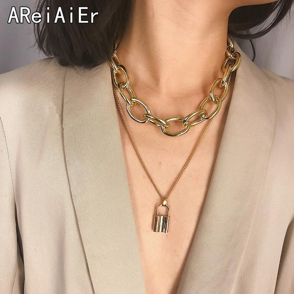 chains double layer large chain lock pendant choker necklace vintage punk neck collar fashion charm statement for women, Silver
chains double layer large chain lock pendant choker necklace vintage punk neck collar fashion charm statement for women, Silver