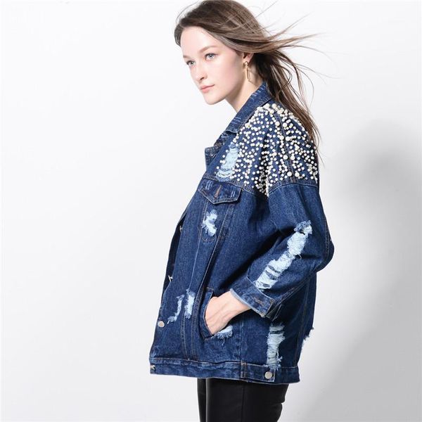 women jeans coat 2020 new luxury pearls denim jackets chic loose couple lover ripped jeans jacket fashion beading casual jackets1, Black;brown
women jeans coat 2020 new luxury pearls denim jackets chic loose couple lover ripped jeans jacket fashion beading casual jackets1, Black;brown