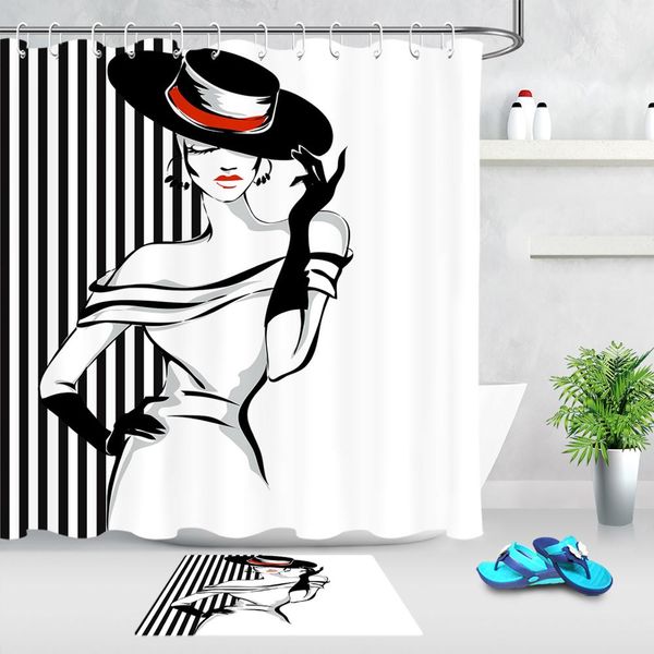 роскошь с красивой девушкой черные и белые полосы shower curtain водонепроницаемая ткань современной ванной шторы для ванной украшения
роскошь с красивой девушкой черные и белые полосы shower curtain водонепроницаемая ткань современной ванной шторы для ванной украшения