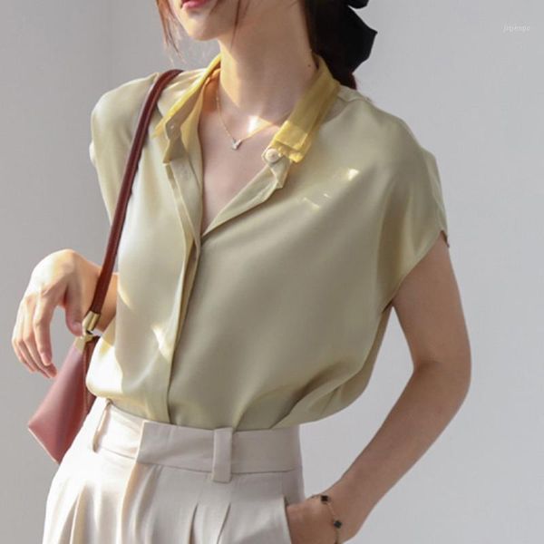 women's blouses & shirts women summer blouse 2021 satin fashion western style chiffon short sleeves lightweight design and thin drape s, White
women's blouses & shirts women summer blouse 2021 satin fashion western style chiffon short sleeves lightweight design and thin drape s, White