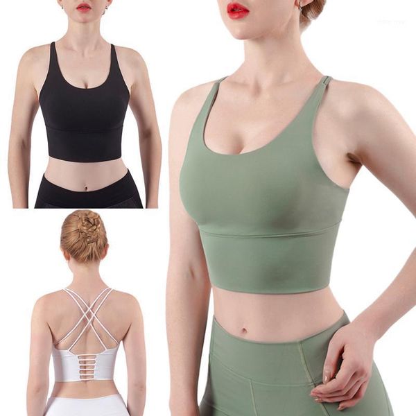 women sports running bra pull up wireless cross fitness gym underwear vest solid color workout crop female yoga tank, White;black
women sports running bra pull up wireless cross fitness gym underwear vest solid color workout crop female yoga tank, White;black