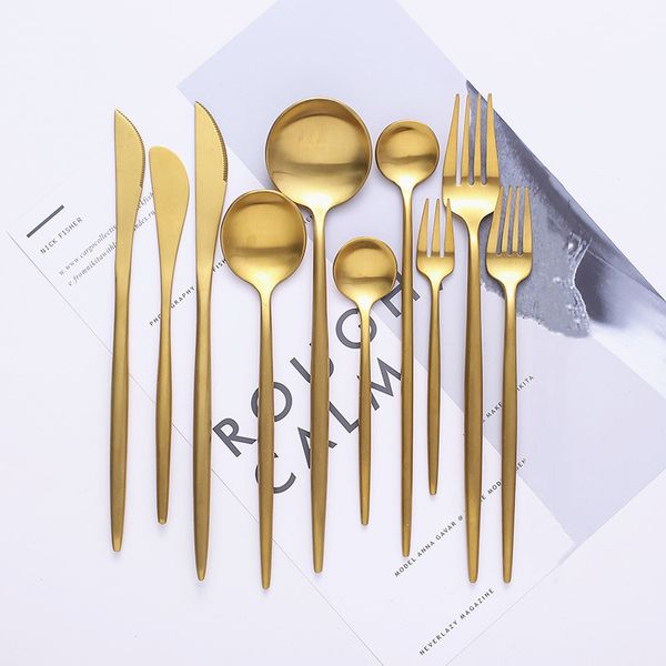 dinnerware gold flatware gold cutlery matte polish stainless steel 304 knife fork spoon wedding tableware silverware
dinnerware gold flatware gold cutlery matte polish stainless steel 304 knife fork spoon wedding tableware silverware